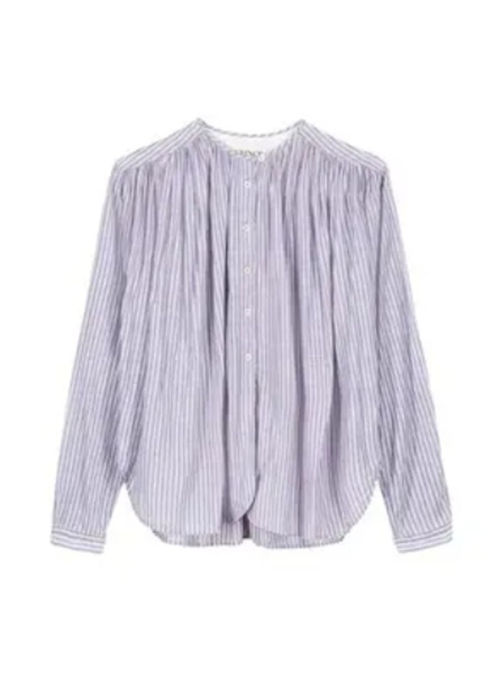 Laurence Bras Top 38 Chemise Cigar Blouse Striped Purple Boho Coastal Summer Chi